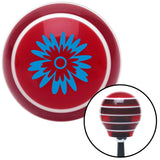 Blue Hawaiian Flower 3 Red Stripe Shift Knob with M16 x 15 Insert