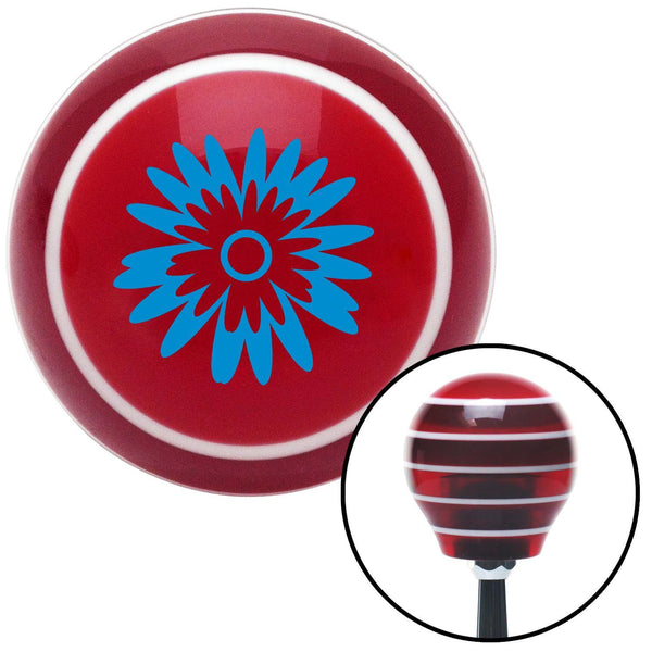 Blue Hawaiian Flower 3 Red Stripe Shift Knob with M16 x 15 Insert