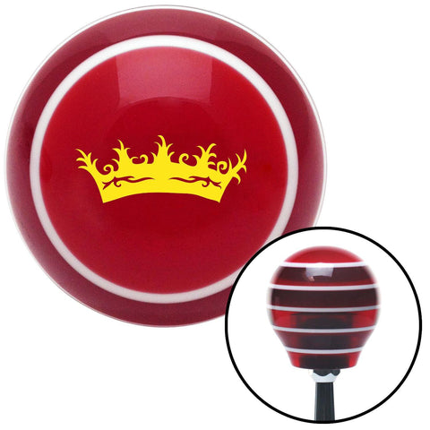 Yellow Prince Crown Red Stripe Shift Knob with M16 x 15 Insert