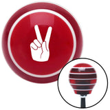 White Hand Making Peace Sign Red Stripe Shift Knob with M16 x 15 Insert