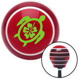 Green Turtle w Flower Red Stripe Shift Knob with M16 x 15 Insert