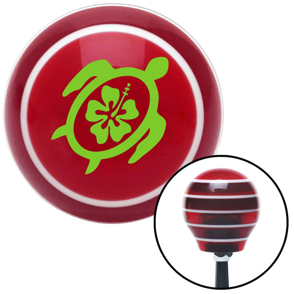 Green Turtle w Flower Red Stripe Shift Knob with M16 x 15 Insert