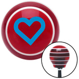Blue Fat Outlined Heart Red Stripe Shift Knob with M16 x 15 Insert