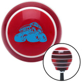 Blue Monster Truck Red Stripe Shift Knob with M16 x 15 Insert