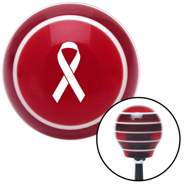 White Ribbon w Overlap Red Stripe Shift Knob with M16 x 15 Insert