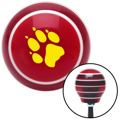 Yellow Paw Print Red Stripe Shift Knob with M16 x 15 Insert