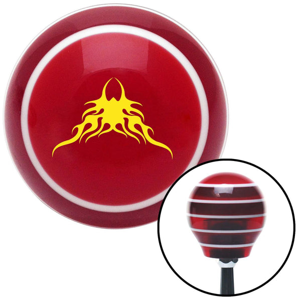Yellow Large Tribal Flames Red Stripe Shift Knob with M16 x 15 Insert