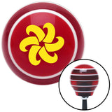 Yellow Fan Blades Spinning Red Stripe Shift Knob with M16 x 15 Insert