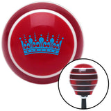 Blue Kings Crown Red Stripe Shift Knob with M16 x 15 Insert