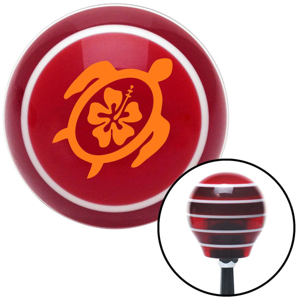Orange Turtle w Flower Red Stripe Shift Knob with M16 x 15 Insert