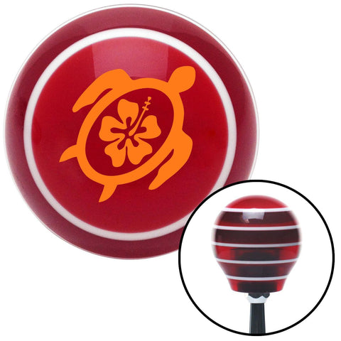 Orange Turtle w Flower Red Stripe Shift Knob with M16 x 15 Insert