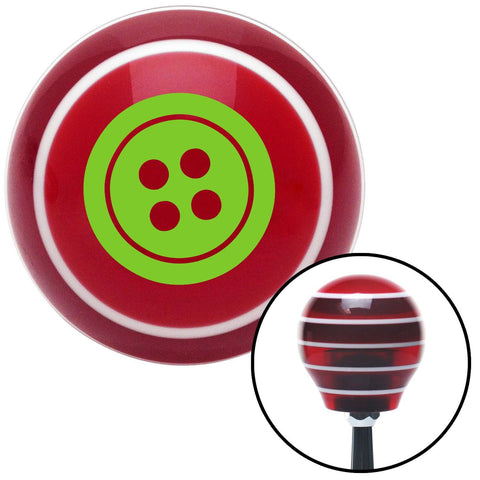 Green Four Hole Button Red Stripe Shift Knob with M16 x 15 Insert