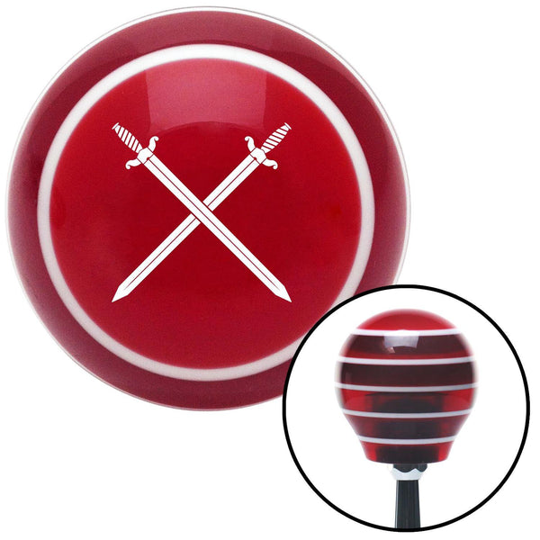 White Swords Crossed Red Stripe Shift Knob with M16 x 15 Insert