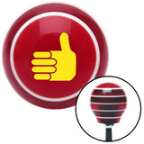 Yellow Thumbs Up Red Stripe Shift Knob with M16 x 15 Insert