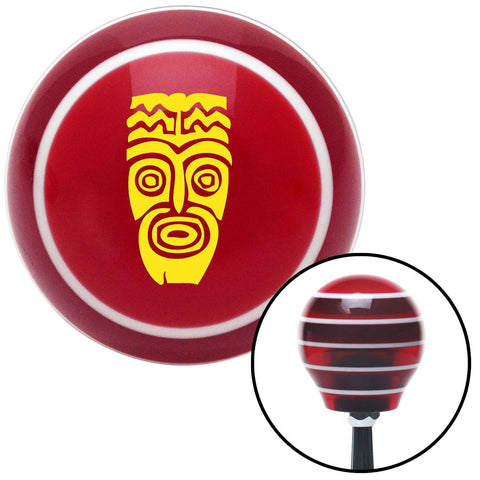 Yellow Hawaiian Mask Red Stripe Shift Knob with M16 x 15 Insert
