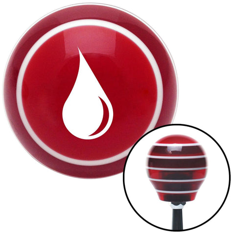 White Paint Drip Red Stripe Shift Knob with M16 x 15 Insert