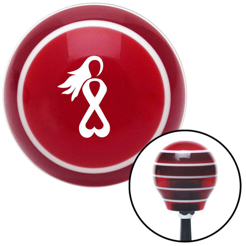 White Breast Cancer Awareness Red Stripe Shift Knob with M16 x 15 Insert