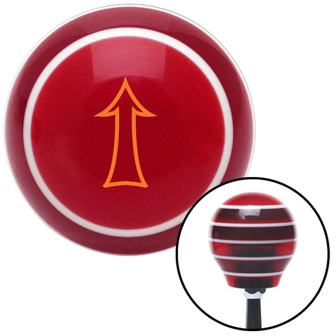Orange Fancy Outlined Directional Arrow Up Red Stripe Shift Knob with M16 x 15 Insert