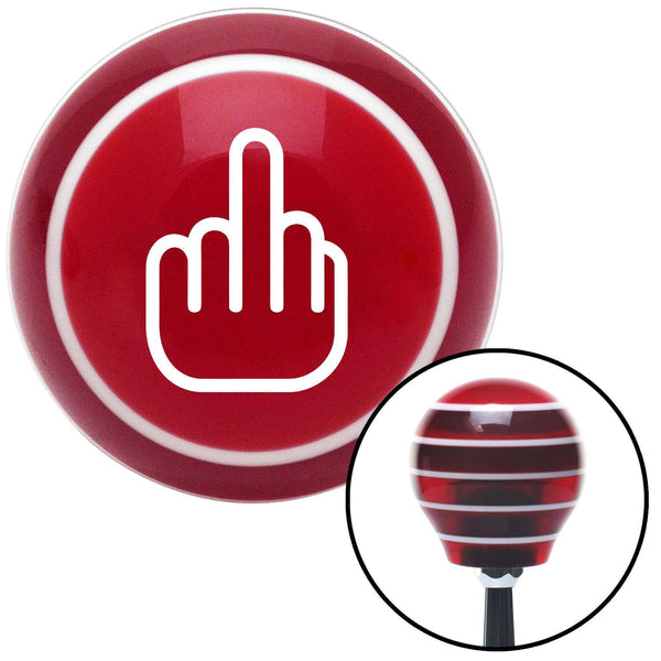 White Smooth Middle Finger Red Stripe Shift Knob with M16 x 15 Insert