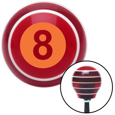 Orange 8 Ball Red Stripe Shift Knob with M16 x 15 Insert