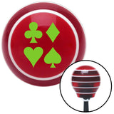 Green Card Symbols Red Stripe Shift Knob with M16 x 15 Insert