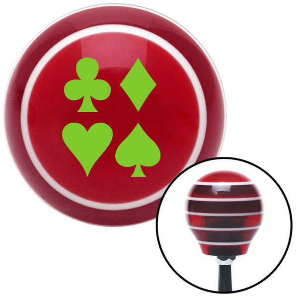 Green Card Symbols Red Stripe Shift Knob with M16 x 15 Insert
