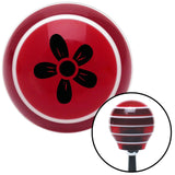Black Hawaiian Flower 2 Red Stripe Shift Knob with M16 x 15 Insert