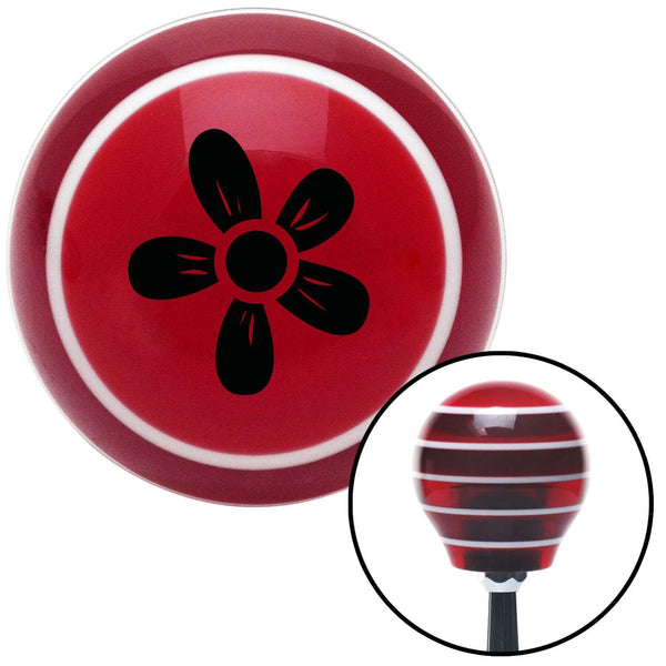 Black Hawaiian Flower 2 Red Stripe Shift Knob with M16 x 15 Insert