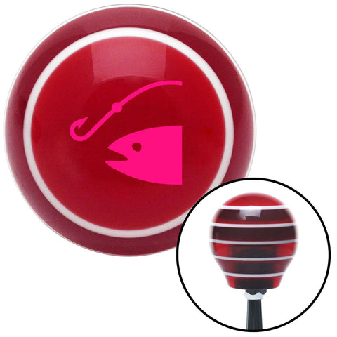 Pink Hook n Fish Red Stripe Shift Knob with M16 x 15 Insert