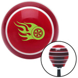 Green Wheel On Fire Red Stripe Shift Knob with M16 x 15 Insert