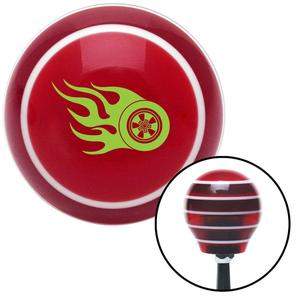 Green Wheel On Fire Red Stripe Shift Knob with M16 x 15 Insert