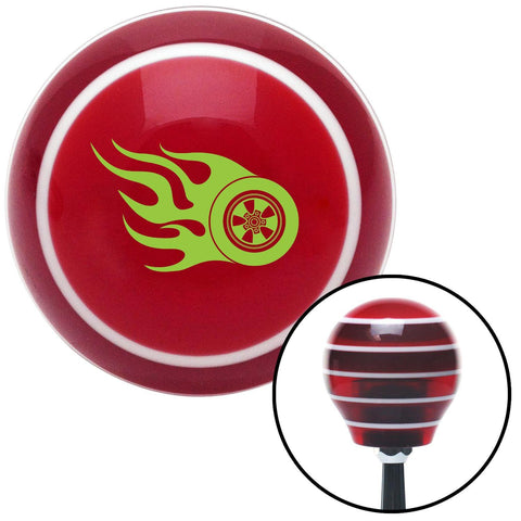 Green Wheel On Fire Red Stripe Shift Knob with M16 x 15 Insert