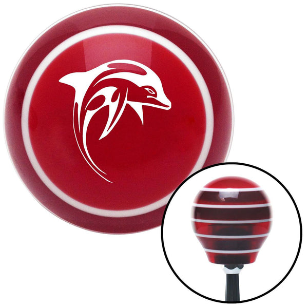White Artistic Dolphin Red Stripe Shift Knob with M16 x 15 Insert