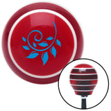 Blue Hawaiian Leaf 1 Red Stripe Shift Knob with M16 x 15 Insert
