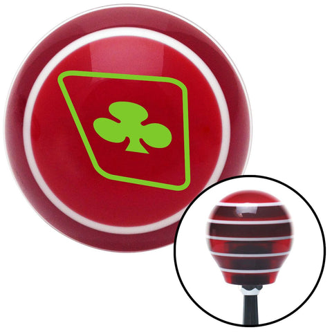 Green Clubs on a Card Red Stripe Shift Knob with M16 x 15 Insert
