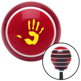 Yellow Hand Print Red Stripe Shift Knob with M16 x 15 Insert