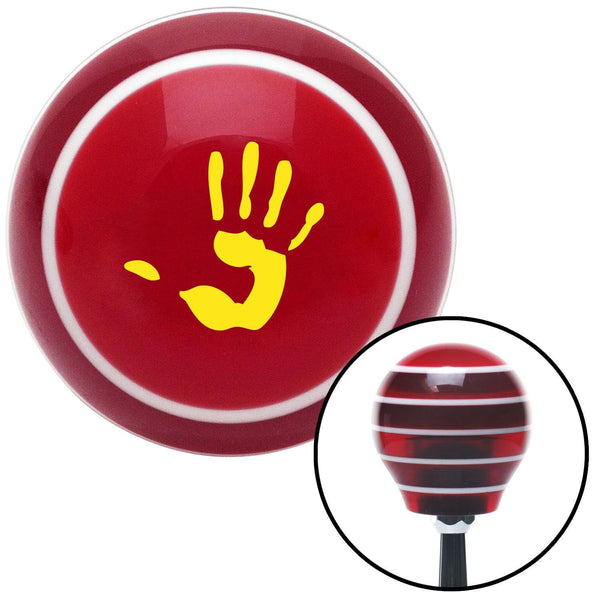 Yellow Hand Print Red Stripe Shift Knob with M16 x 15 Insert