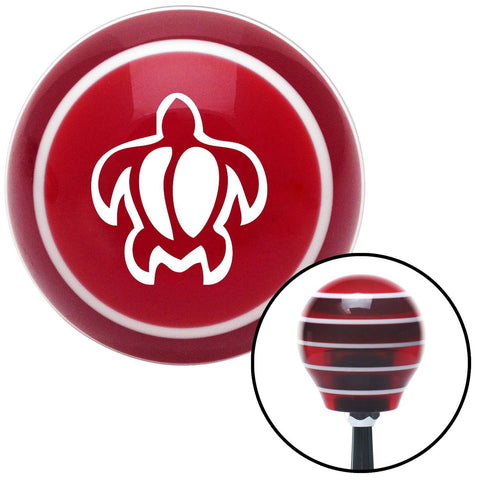 White Hawaii Turtle Red Stripe Shift Knob with M16 x 15 Insert