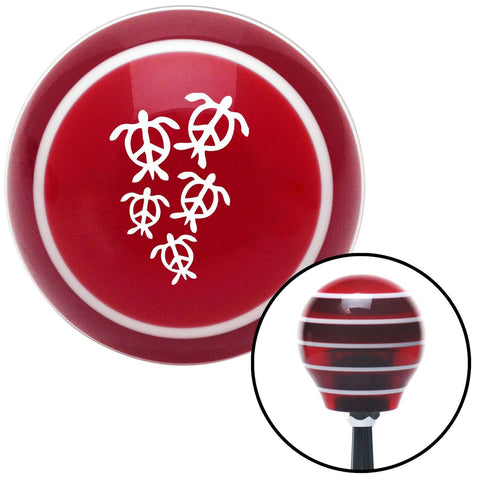 White Peace Turtles Red Stripe Shift Knob with M16 x 15 Insert