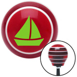 Green Sail Boat 2 Red Stripe Shift Knob with M16 x 15 Insert