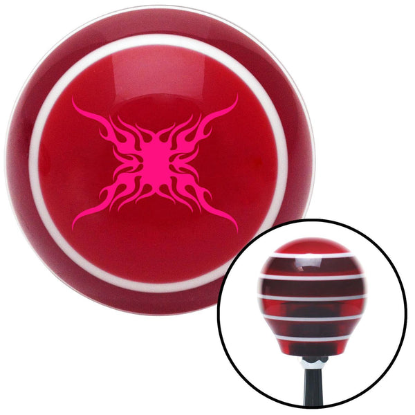 Pink Super Large Tribal Flames Red Stripe Shift Knob with M16 x 15 Insert