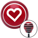 White Fat Outlined Heart Red Stripe Shift Knob with M16 x 15 Insert