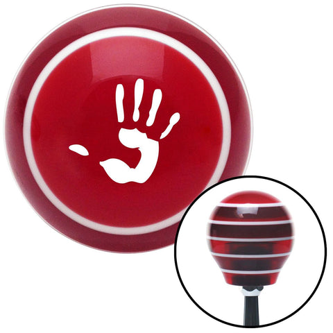 White Hand Print Red Stripe Shift Knob with M16 x 15 Insert