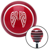 White Angel Wings Red Stripe Shift Knob with M16 x 15 Insert