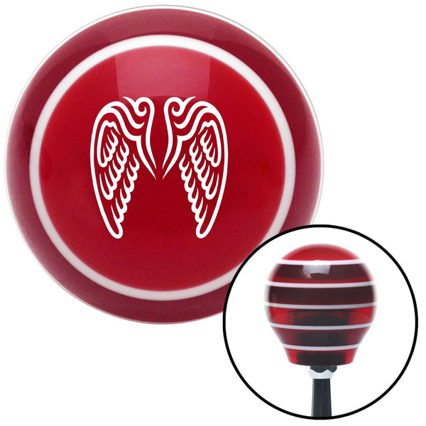 White Angel Wings Red Stripe Shift Knob with M16 x 15 Insert