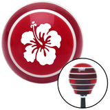 White Hawaiian Flower 9 Red Stripe Shift Knob with M16 x 15 Insert