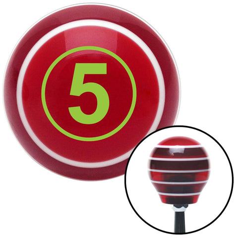 Green Ball 5 Red Stripe Shift Knob with M16 x 15 Insert