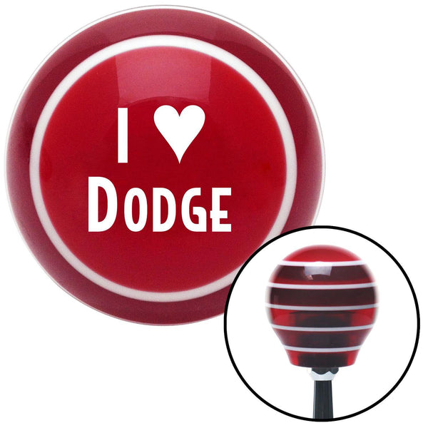 White I 3 DODGE Red Stripe Shift Knob with M16 x 15 Insert