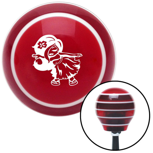 White Anime Hula Girl Red Stripe Shift Knob with M16 x 15 Insert