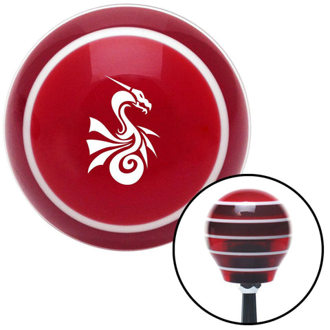 White Dragon Serpent Red Stripe Shift Knob with M16 x 15 Insert
